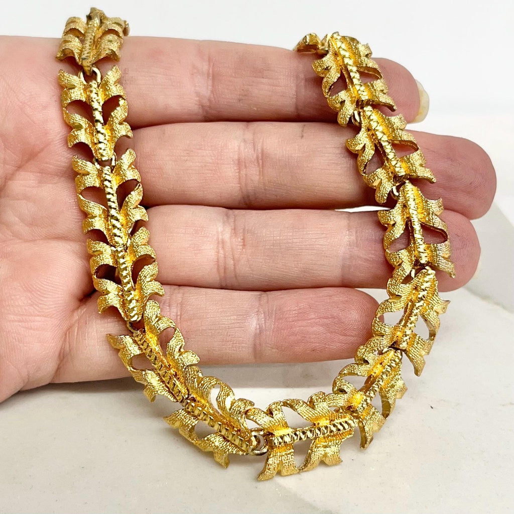 Vintage Gold Tone Brutalist Textured Link Chain Necklace 1970’s - 1980’s Statement Power Chain MillyOliverVintage