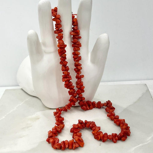Antique / Vintage Red Stick Coral Necklace with a Brass Clasp MillyOliverVintage