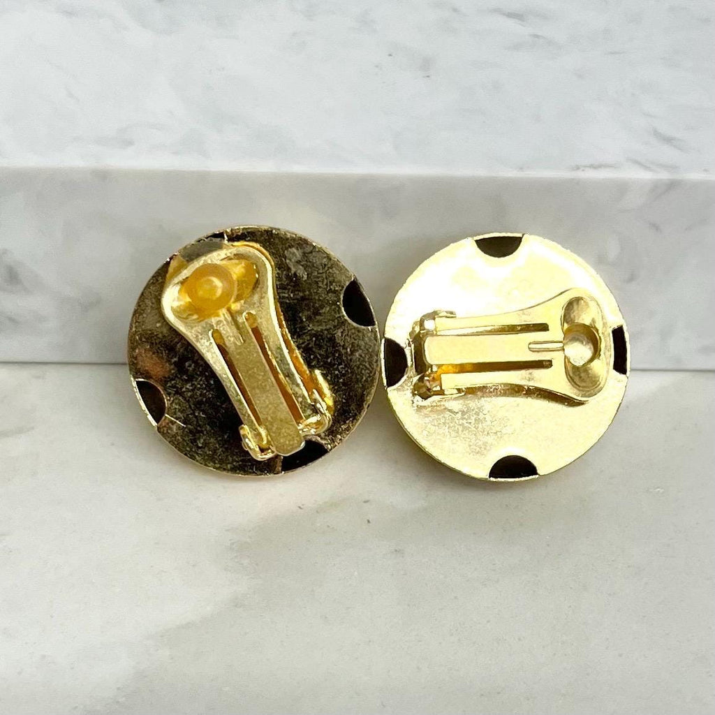 Round Dome Clip On Earrings - Simple Style Vintage Earrings MillyOliverVintage