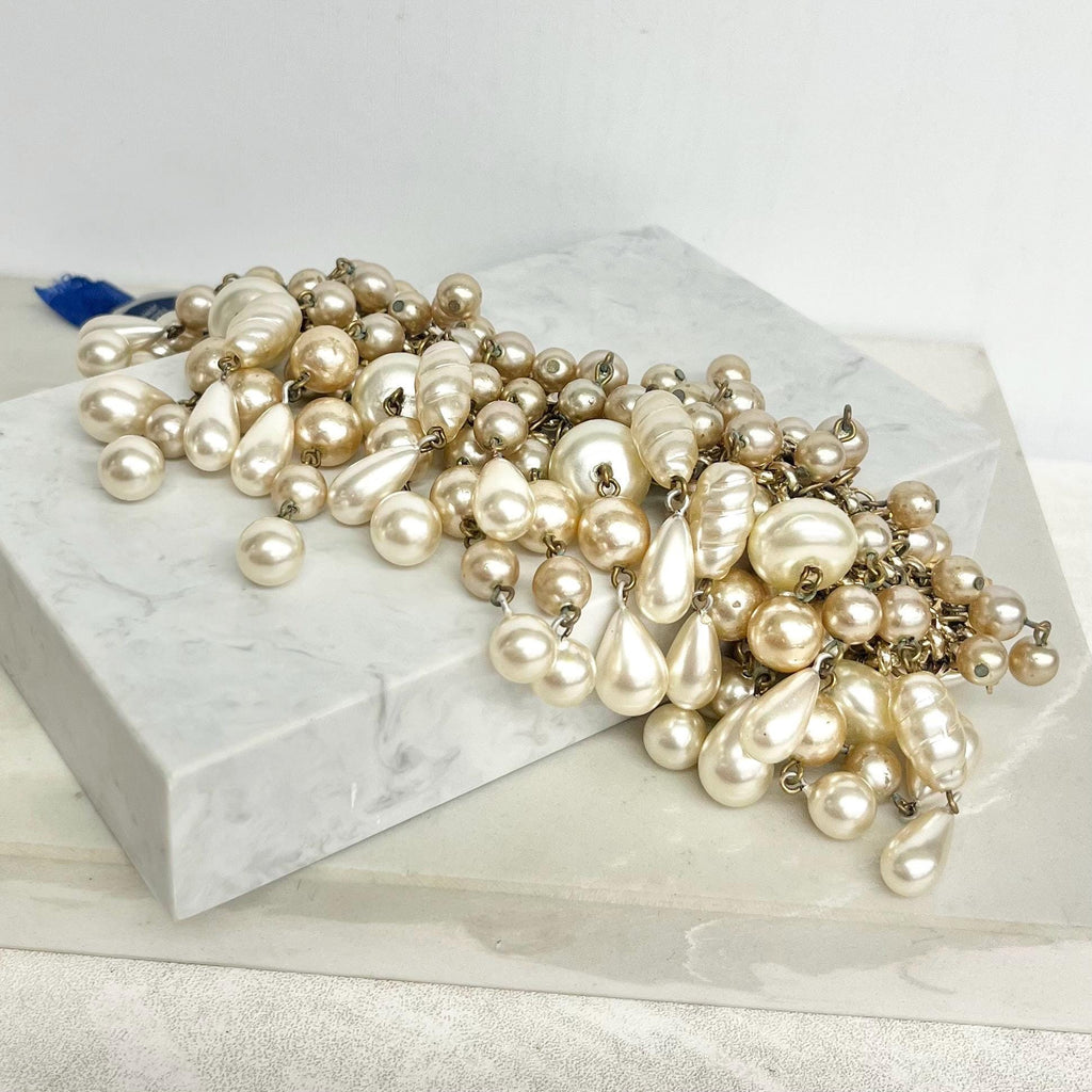 Cegeo Vintage Glass Pearl Cluster Drop Bracelet : Statement Beaded Costume Jewellery MillyOliverVintage