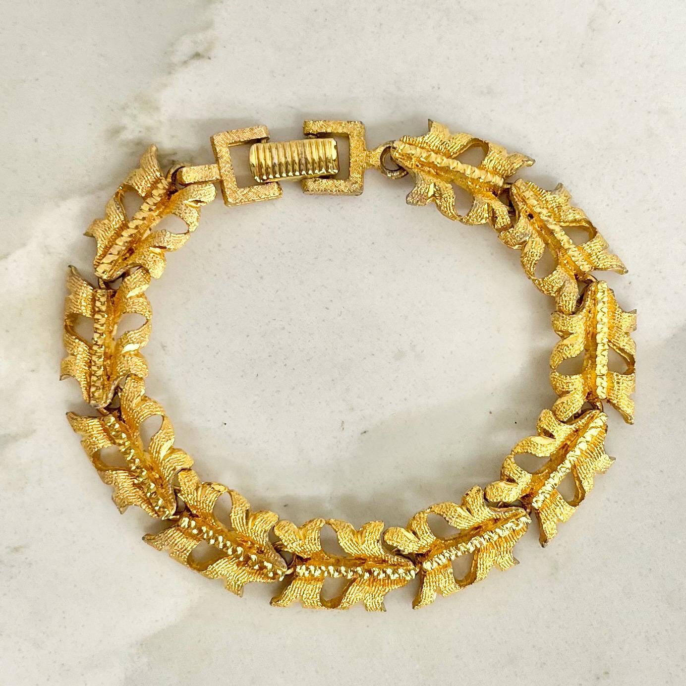 Vintage Gold Plate 1970’s Brutalist Bracelet Textured & Glossy Unusual Link Costume Jewellery 8” MillyOliverVintage