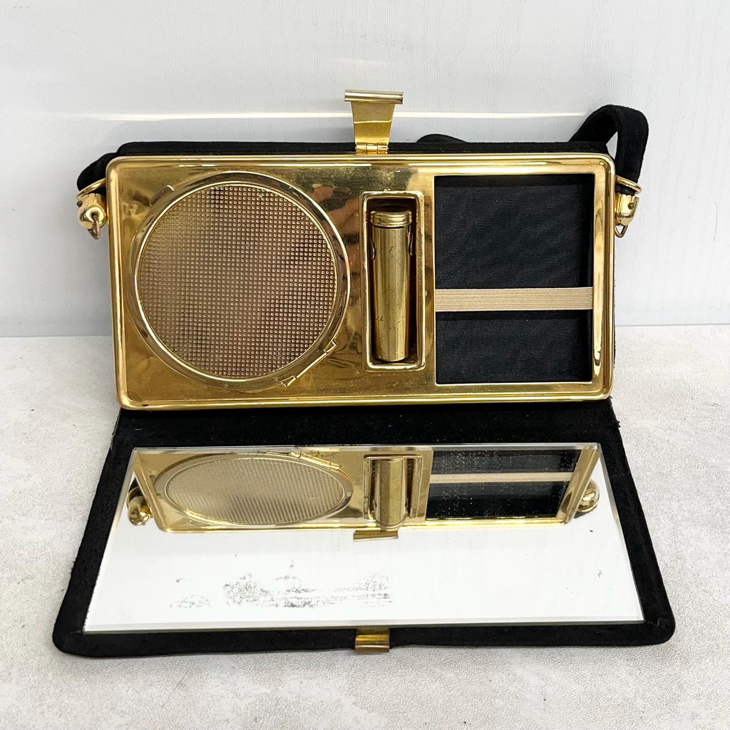 Vintage French 1950’s Evening Bag Compact Vanity Case with Mirror Powder Compact & Lipstick Compartment MillyOliverVintage