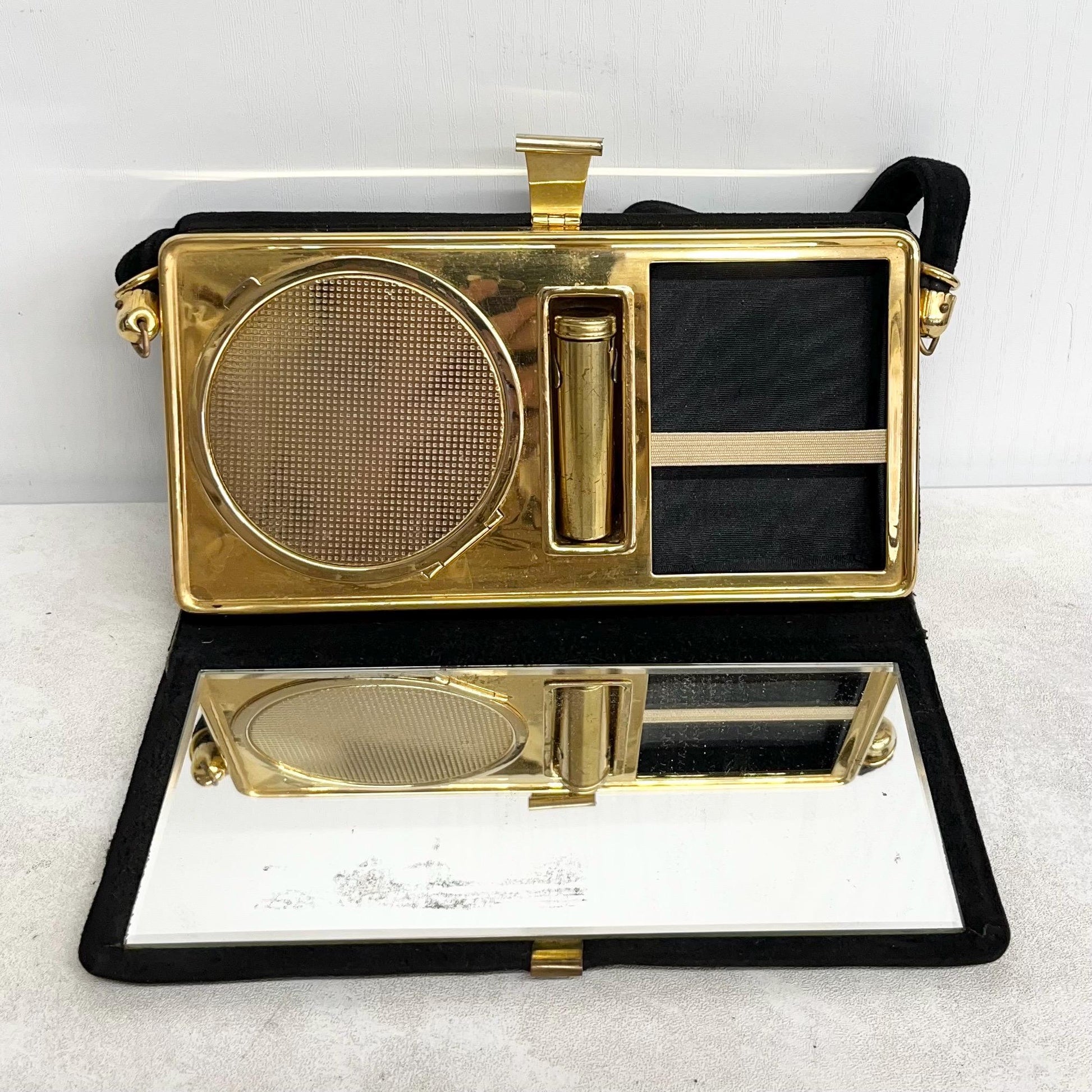 Vintage French 1950’s Evening Bag Compact Vanity Case with Mirror Powder Compact & Lipstick Compartment MillyOliverVintage