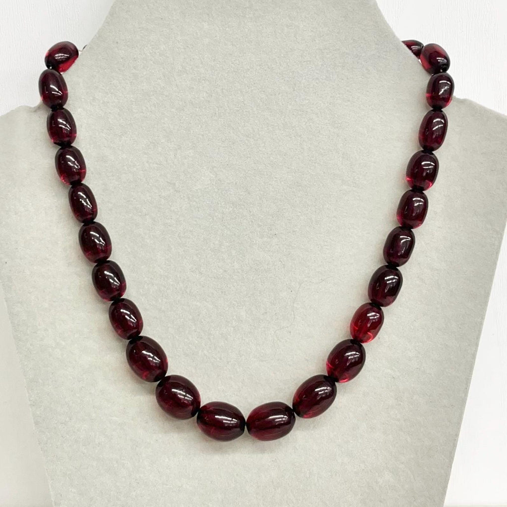 Vintage Early Plastic / Cherry Amber Bakelite ? Necklace Largest Bead 12x10mm MillyOliverVintage