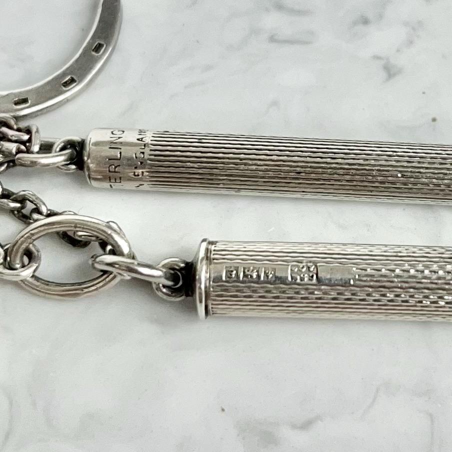 Sterling Silver Chatelaine Attachment Retractable Cigar Piercers Birmingham 1954-1956 with Horse Shoe St Christopher Charm Fully Hallmarked MillyOliverVintage