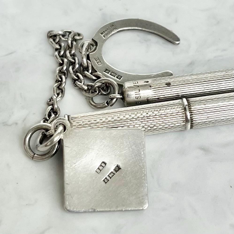 Sterling Silver Chatelaine Attachment Retractable Cigar Piercers Birmingham 1954-1956 with Horse Shoe St Christopher Charm Fully Hallmarked MillyOliverVintage