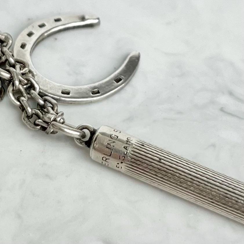 Sterling Silver Chatelaine Attachment Retractable Cigar Piercers Birmingham 1954-1956 with Horse Shoe St Christopher Charm Fully Hallmarked MillyOliverVintage