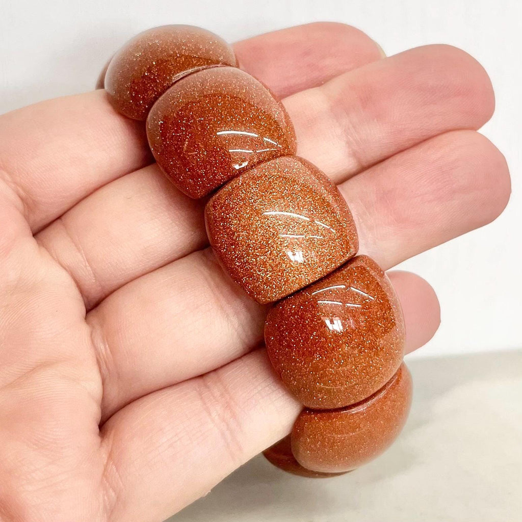 Shimmering Goldstone Bracelet : Vintage Semi Precious Wide Stretch Bracelet MillyOliverVintage
