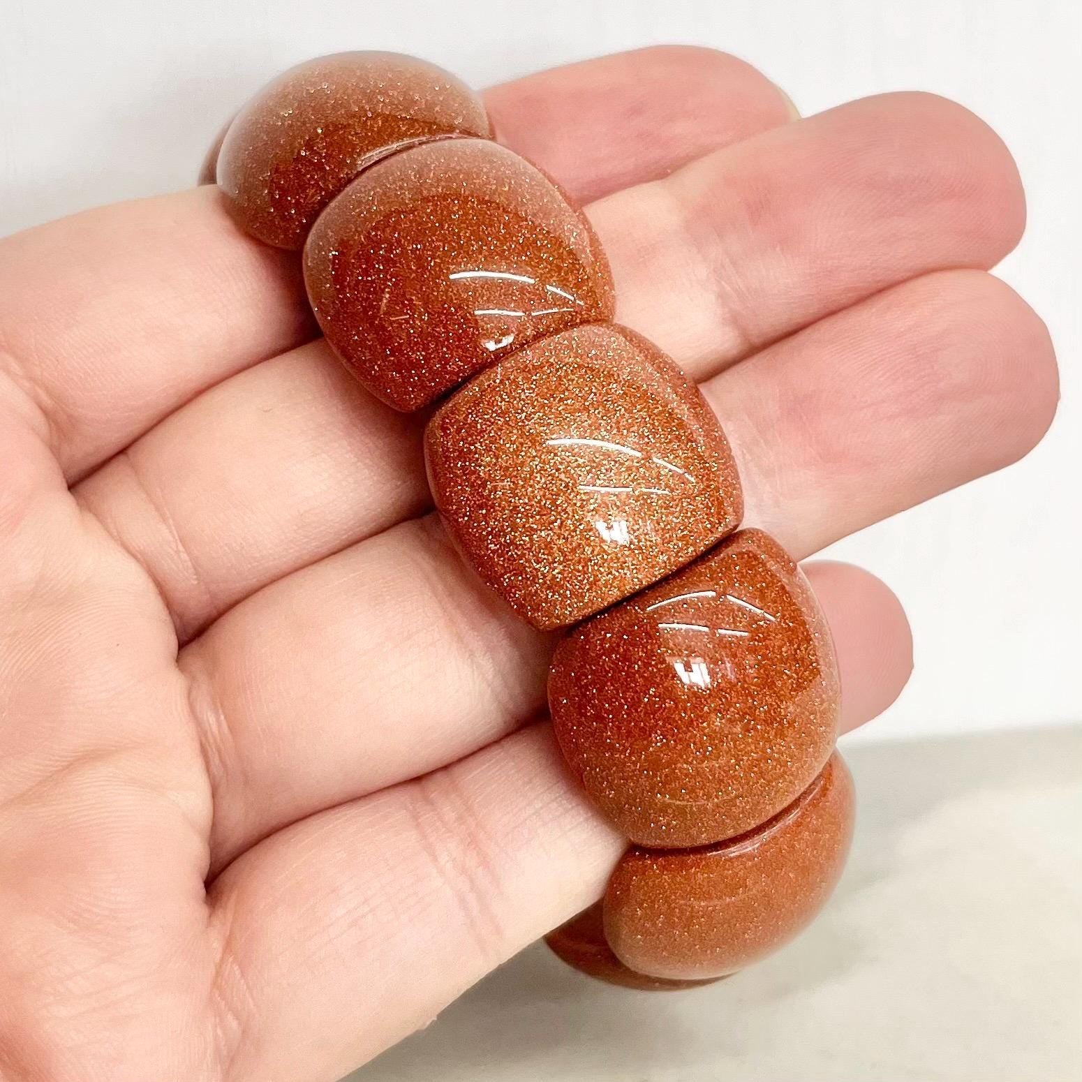 Shimmering Goldstone Bracelet : Vintage Semi Precious Wide Stretch Bracelet MillyOliverVintage