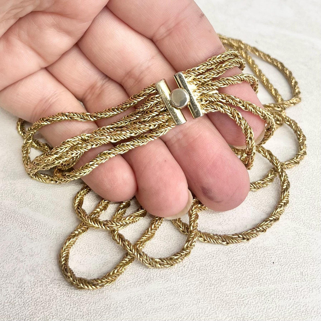 Vintage Five Strand Chain Necklace with a Box Clasp : 1960s-70s Gold Tone Grecian Style Jewellery MillyOliverVintage