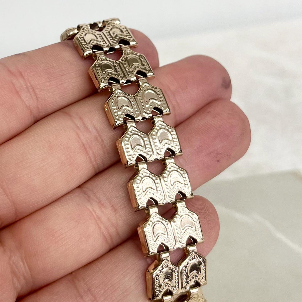 Grecian Style Chain Collar Necklace : Vintage 1970’s - 1980’s Unusual Gold Tone Flat Links MillyOliverVintage
