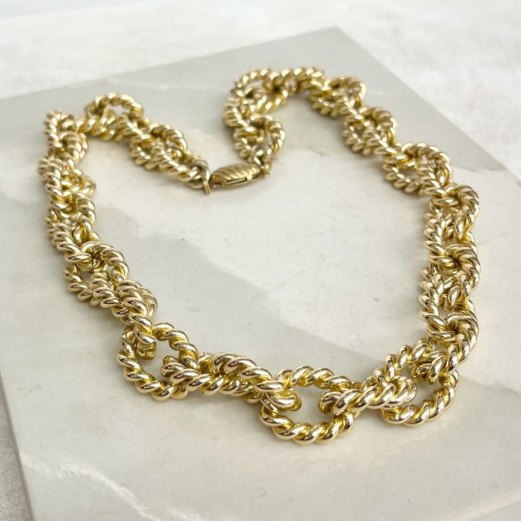 Vintage Gold Plated Chunky Twist RopeChain Necklace 1970’s - 1980’s Statement Power Chain 19” Long MillyOliverVintage