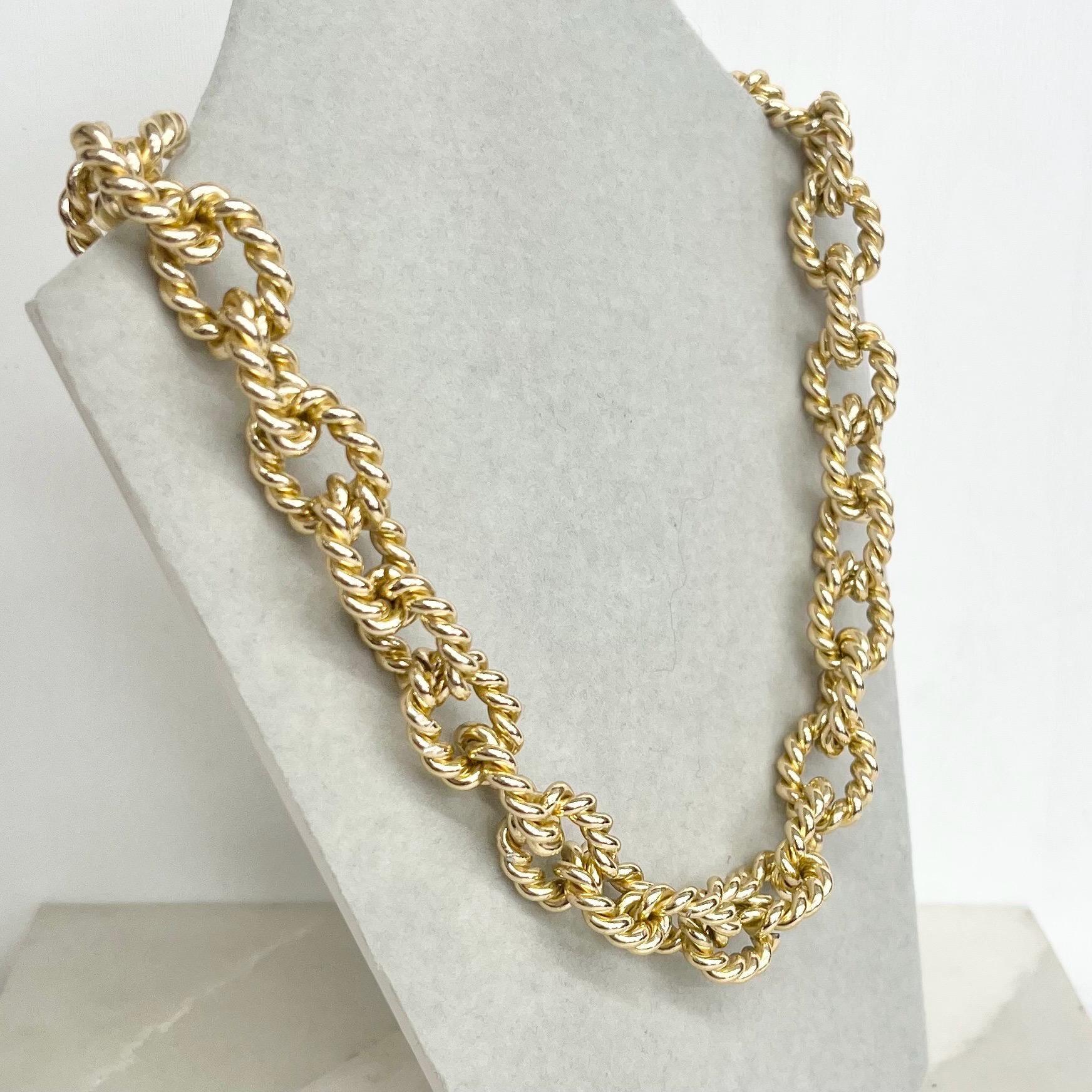 Vintage Gold Plated Chunky Twist RopeChain Necklace 1970’s - 1980’s Statement Power Chain 19” Long MillyOliverVintage
