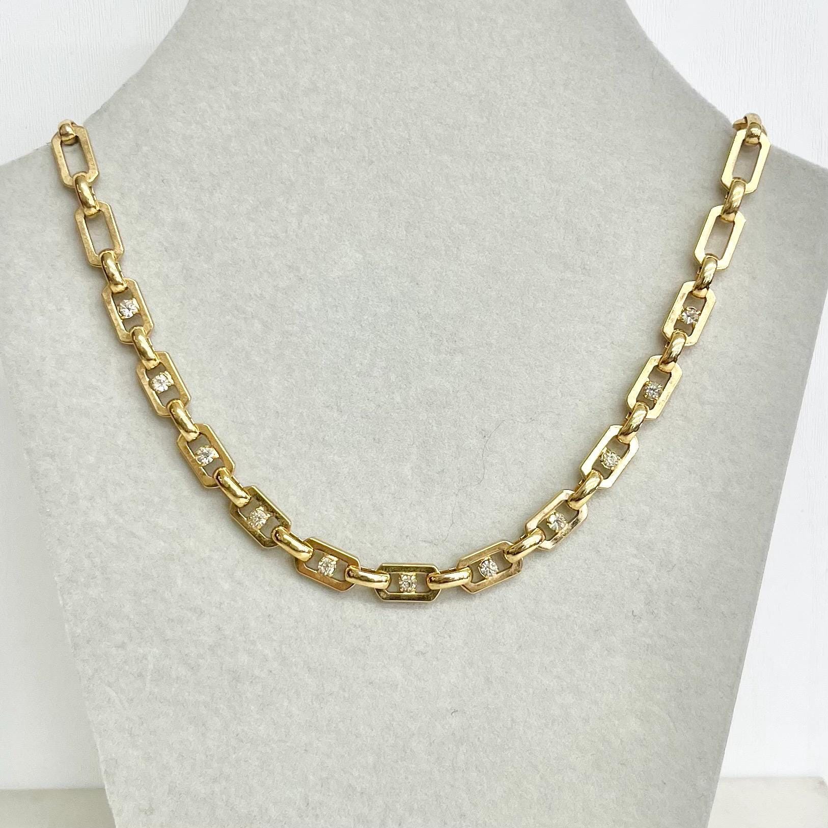 Fancy Chain Necklace : Vintage 1980’s 1990’s Set With Diamante Crystal Rhinestones Gold Plate 16” MillyOliverVintage