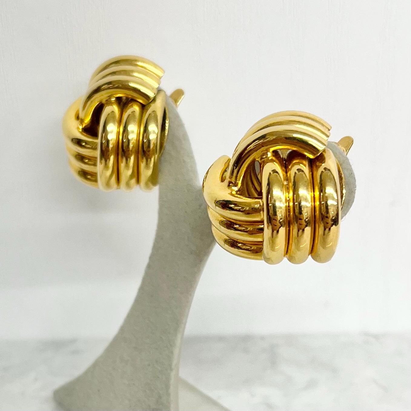 Trifari Gold Plate Knotted Clip On Earrings - Vintage Hollywood Glamour MillyOliverVintage