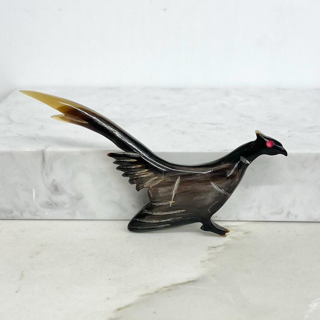 Vintage Hand Carved Horn Pheasant Bird Brooch 8.5cm Wide MillyOliverVintage