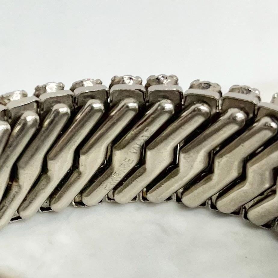 Vintage 1960’s Empire Made Rhinestone Crystal Expandable Bangle Cuff Bracelet MillyOliverVintage