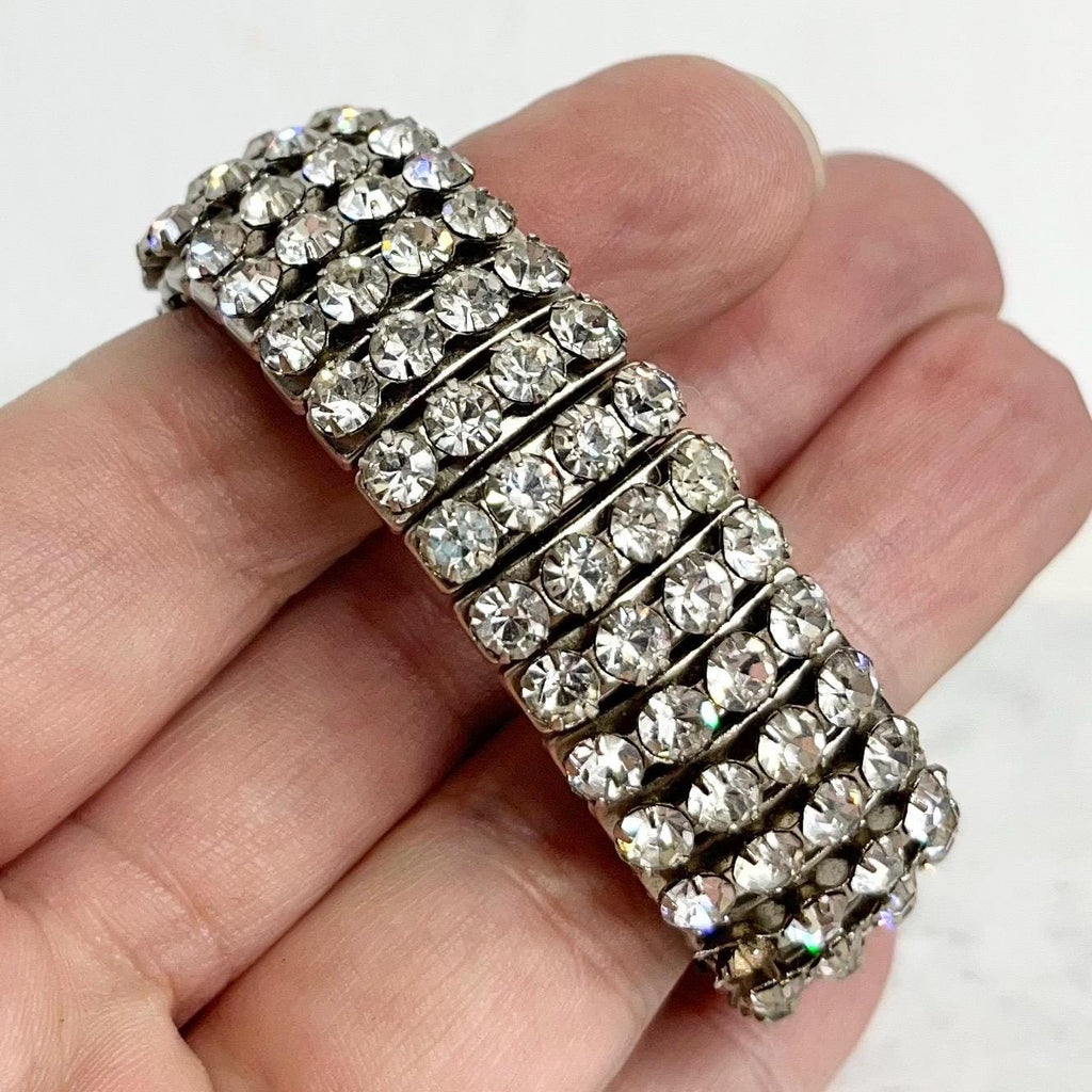 Vintage 1960’s Empire Made Rhinestone Crystal Expandable Bangle Cuff Bracelet MillyOliverVintage