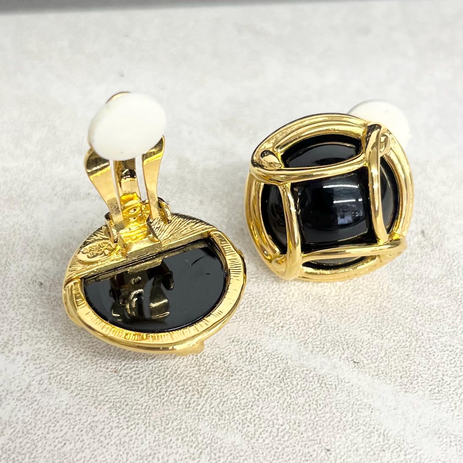 Vintage Joan Rivers Interchangeable Clip On Earrings Gold Plated with Ten Changeable Multi Coloured Cabochons MillyOliverVintage