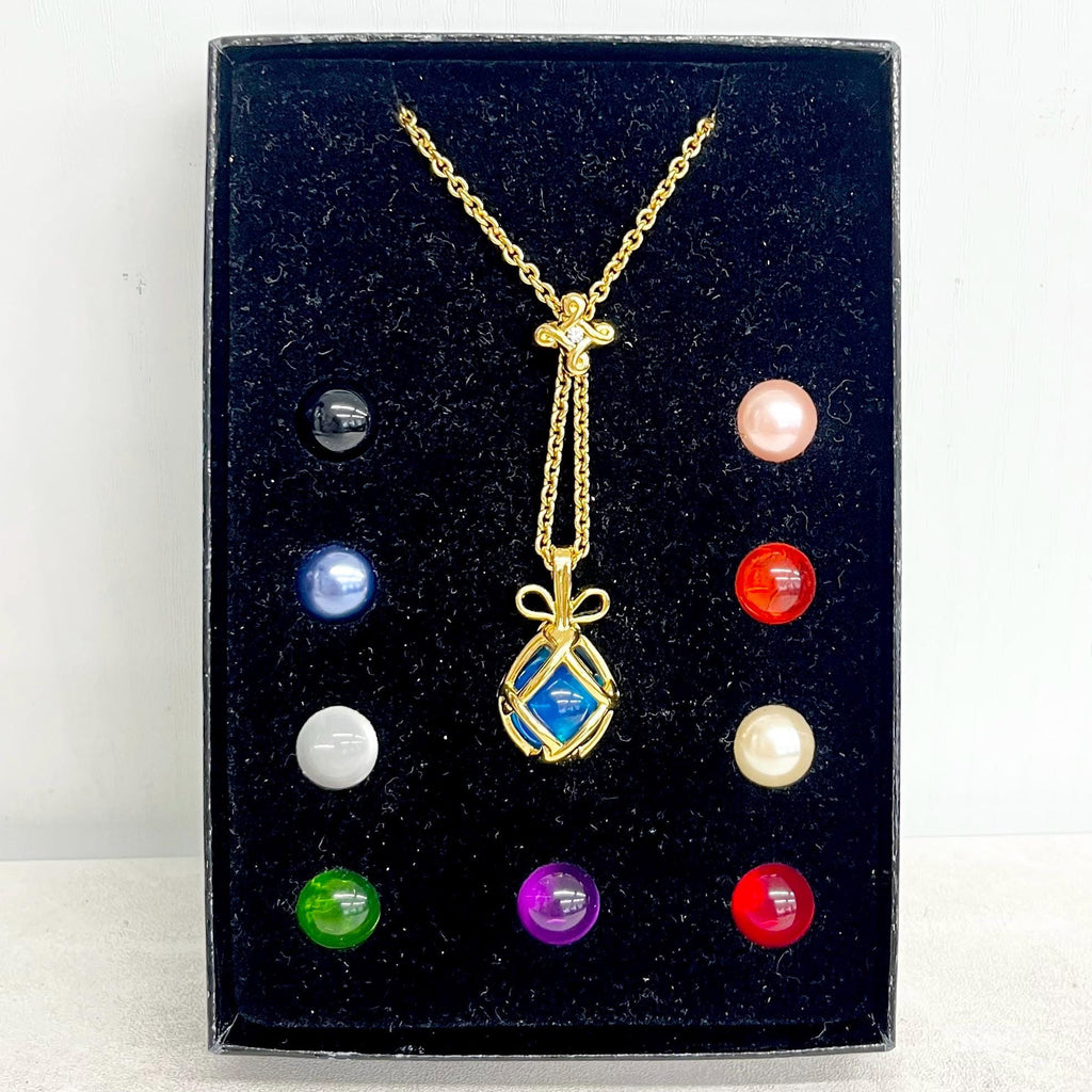 Vintage Joan Rivers Interchangeable Pendant Necklace Gold Plated with Ten Changeable Multi Coloured Ball Inserts MillyOliverVintage