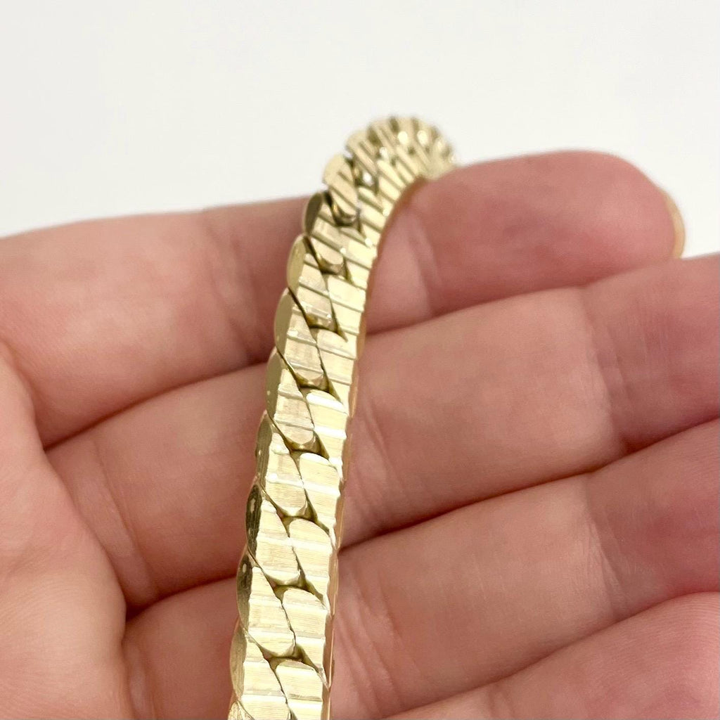 Vintage Gold Plated Chunky Textured Flat Curb Chain Necklace 1970’s - 1980’s Statement Power Chain 18” Long 10mm Wide MillyOliverVintage