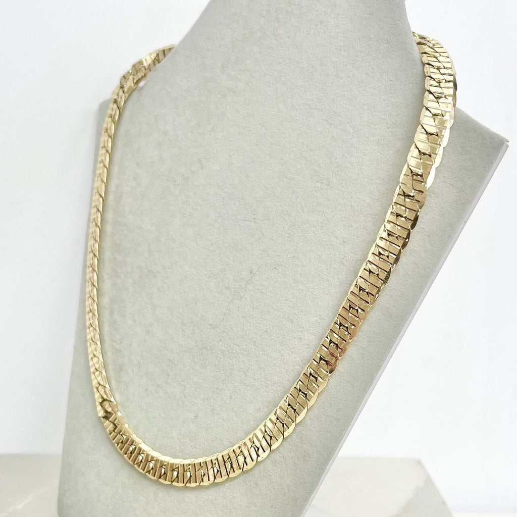 Vintage Gold Plated Chunky Textured Flat Curb Chain Necklace 1970’s - 1980’s Statement Power Chain 18” Long 10mm Wide MillyOliverVintage