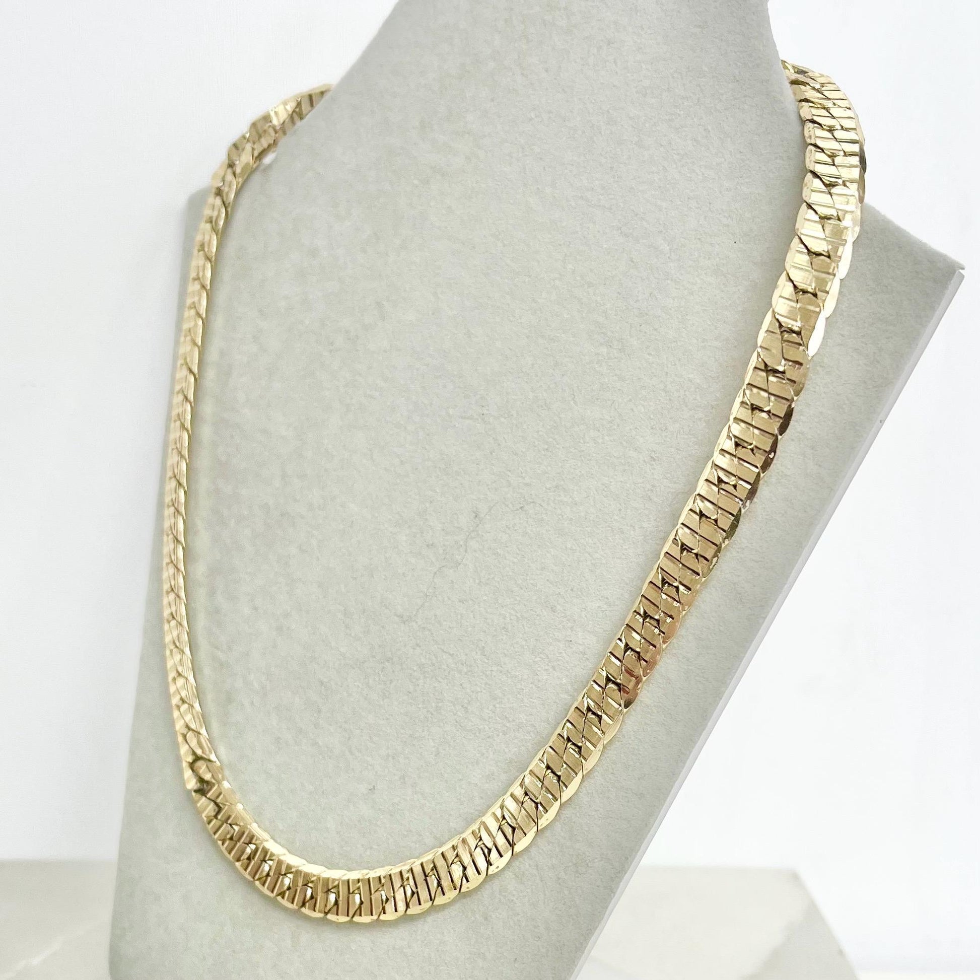 Vintage Gold Plated Chunky Textured Flat Curb Chain Necklace 1970’s - 1980’s Statement Power Chain 18” Long 10mm Wide MillyOliverVintage