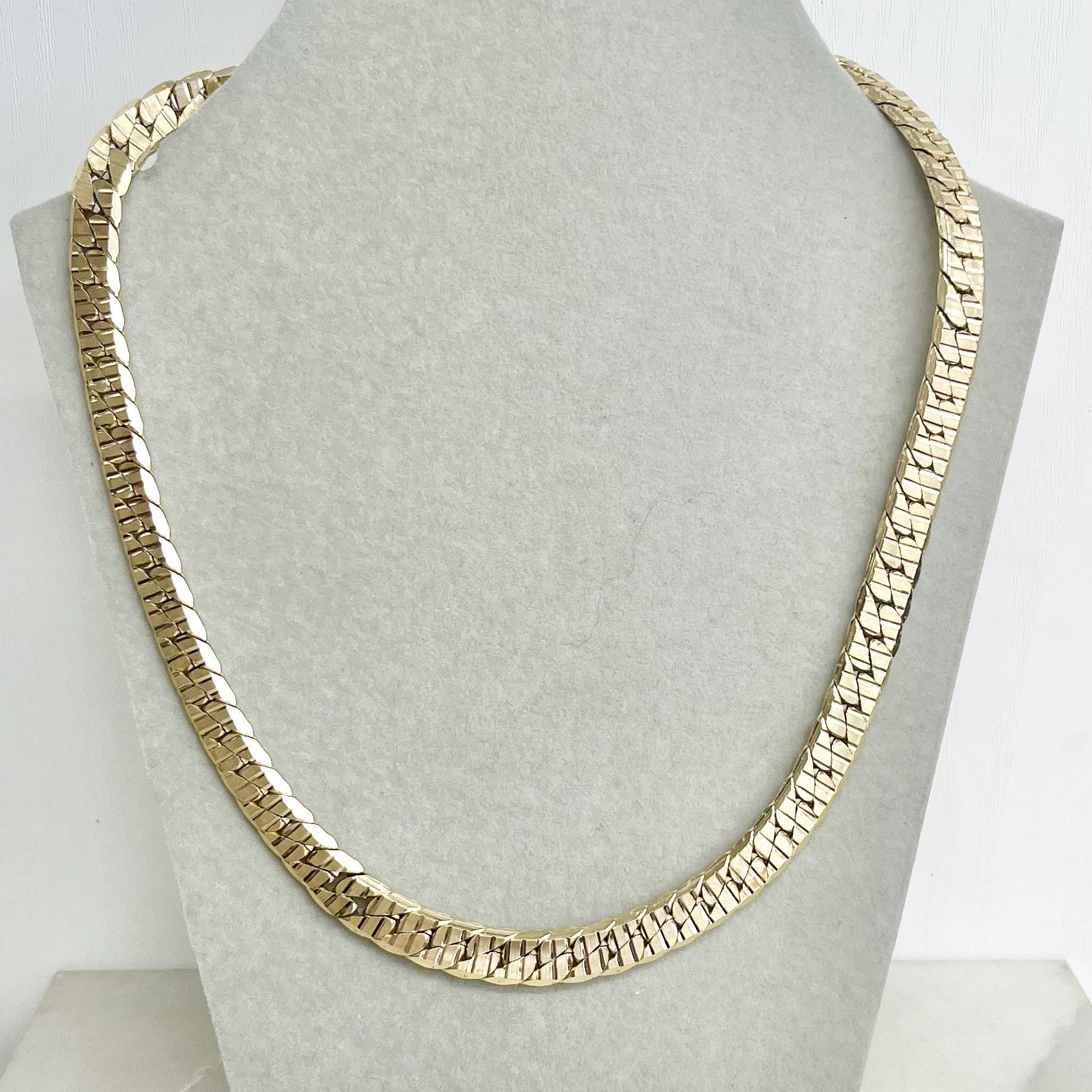 Vintage Gold Plated Chunky Textured Flat Curb Chain Necklace 1970’s - 1980’s Statement Power Chain 18” Long 10mm Wide MillyOliverVintage