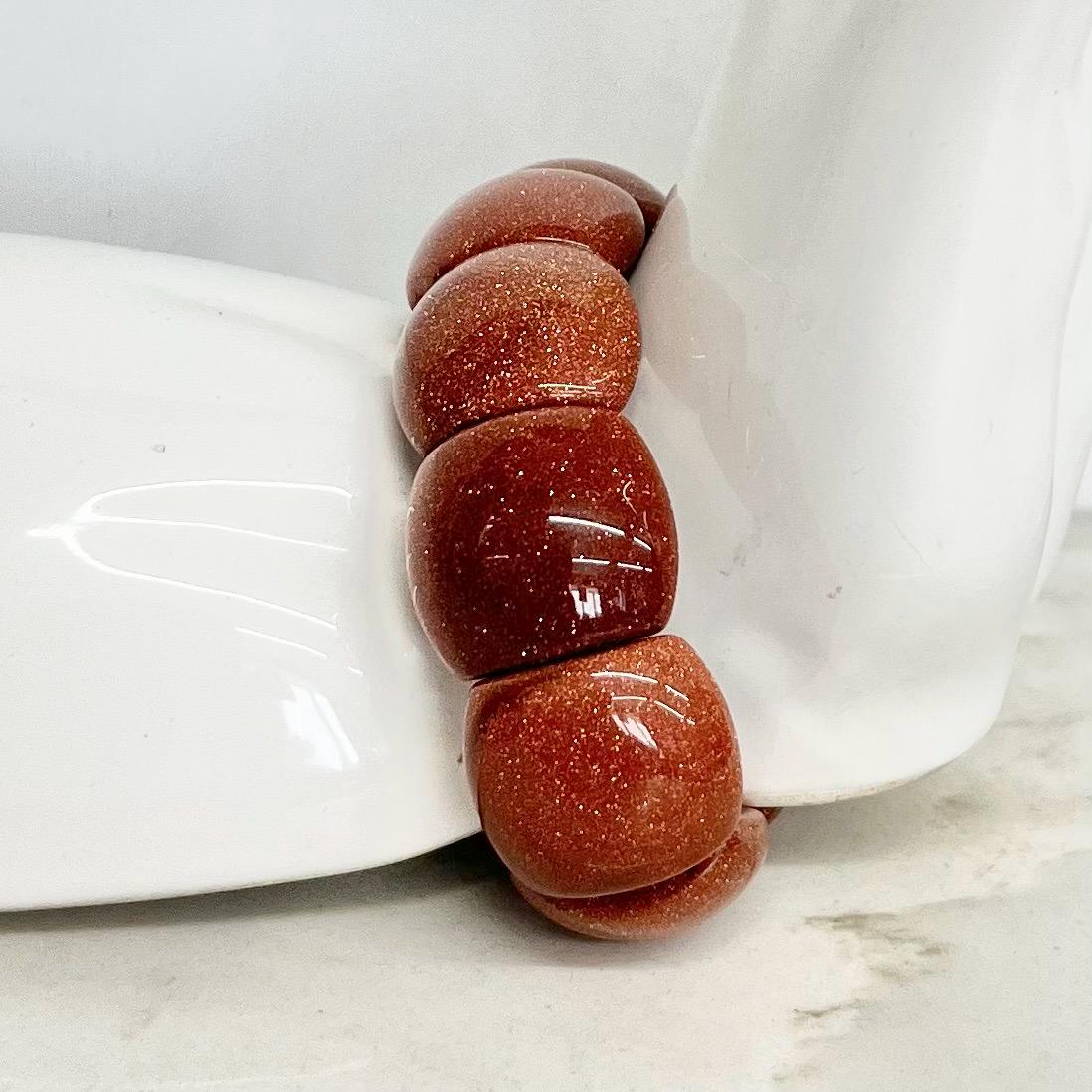 Shimmering Goldstone Bracelet : Vintage Semi Precious Wide Stretch Bracelet MillyOliverVintage