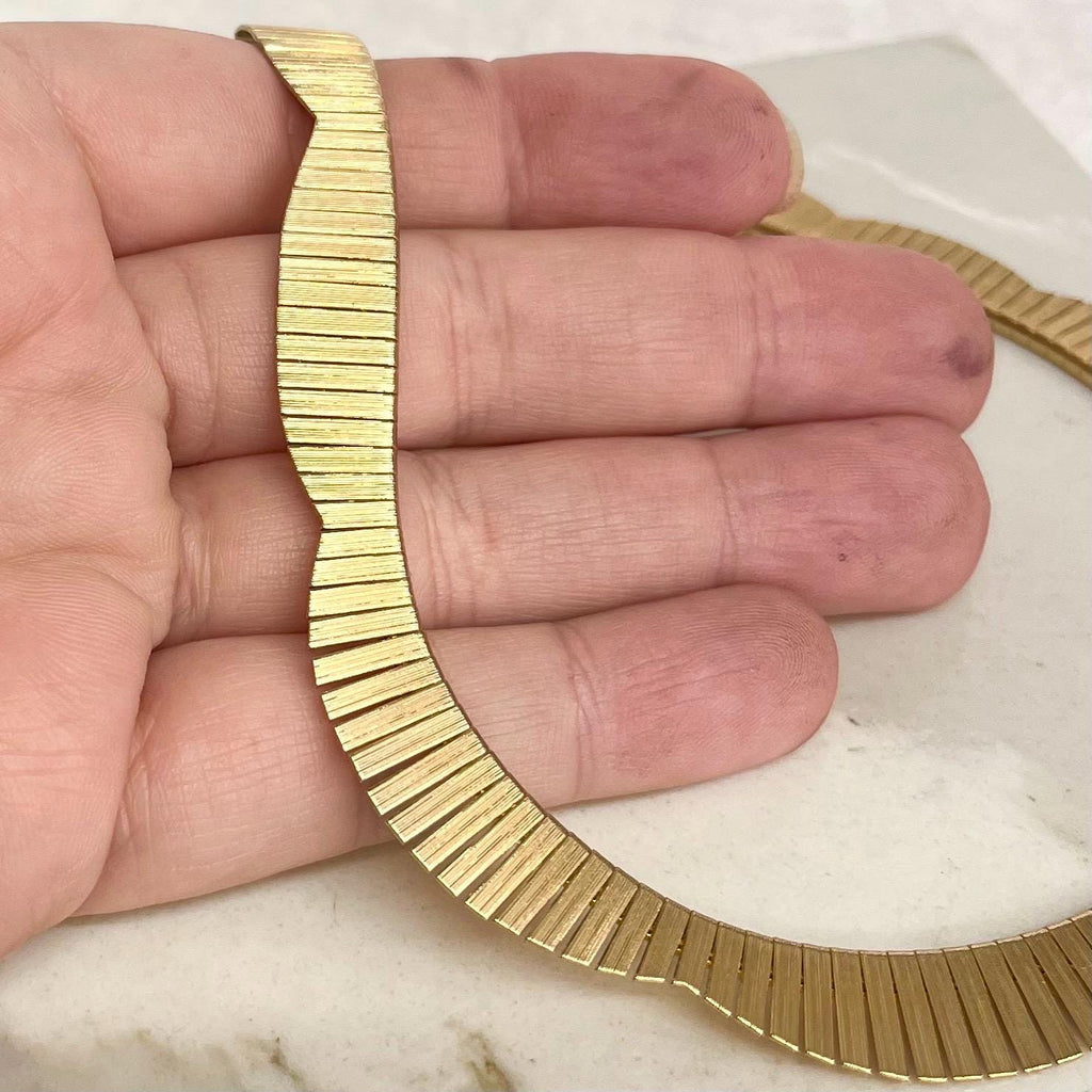 Grecian Style Chain Collar Necklace : Vintage 1970’s - 1980’s Flat Scalloped Edge Links MillyOliverVintage