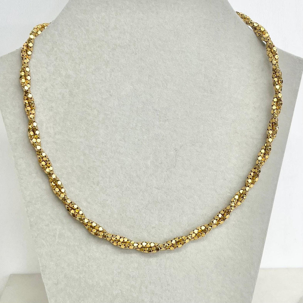Vintage Gold Plated Fancy Twist Chain Necklace 1970’s - 1980’s Statement Power Chain 16” Long MillyOliverVintage
