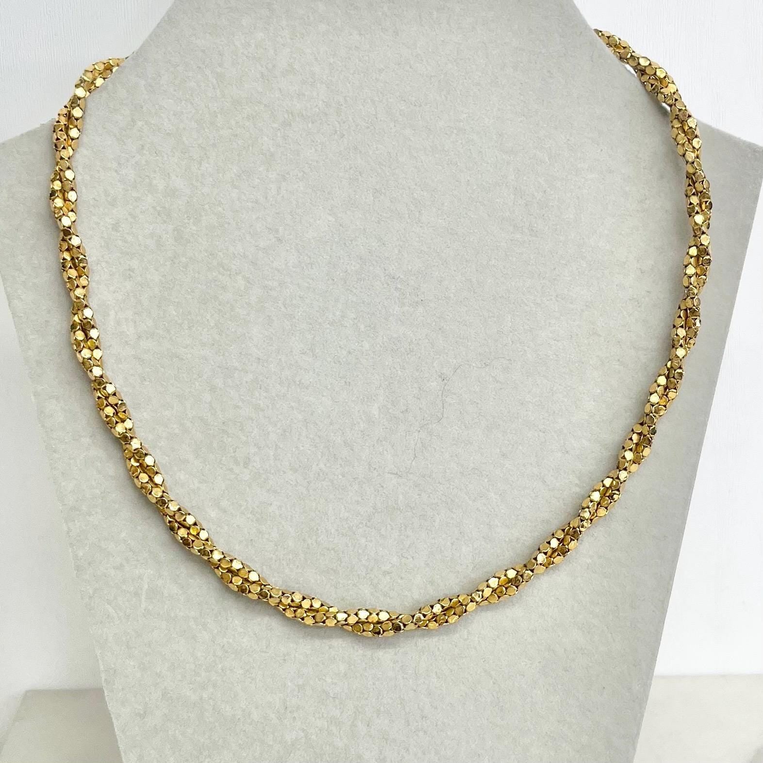 Vintage Gold Plated Fancy Twist Chain Necklace 1970’s - 1980’s Statement Power Chain 16” Long MillyOliverVintage