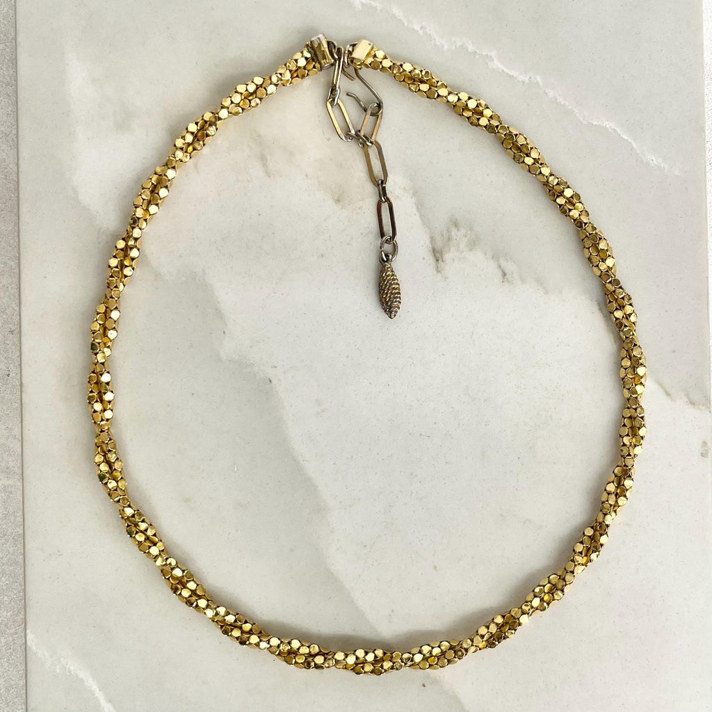 Vintage Gold Plated Fancy Twist Chain Necklace 1970’s - 1980’s Statement Power Chain 16” Long MillyOliverVintage