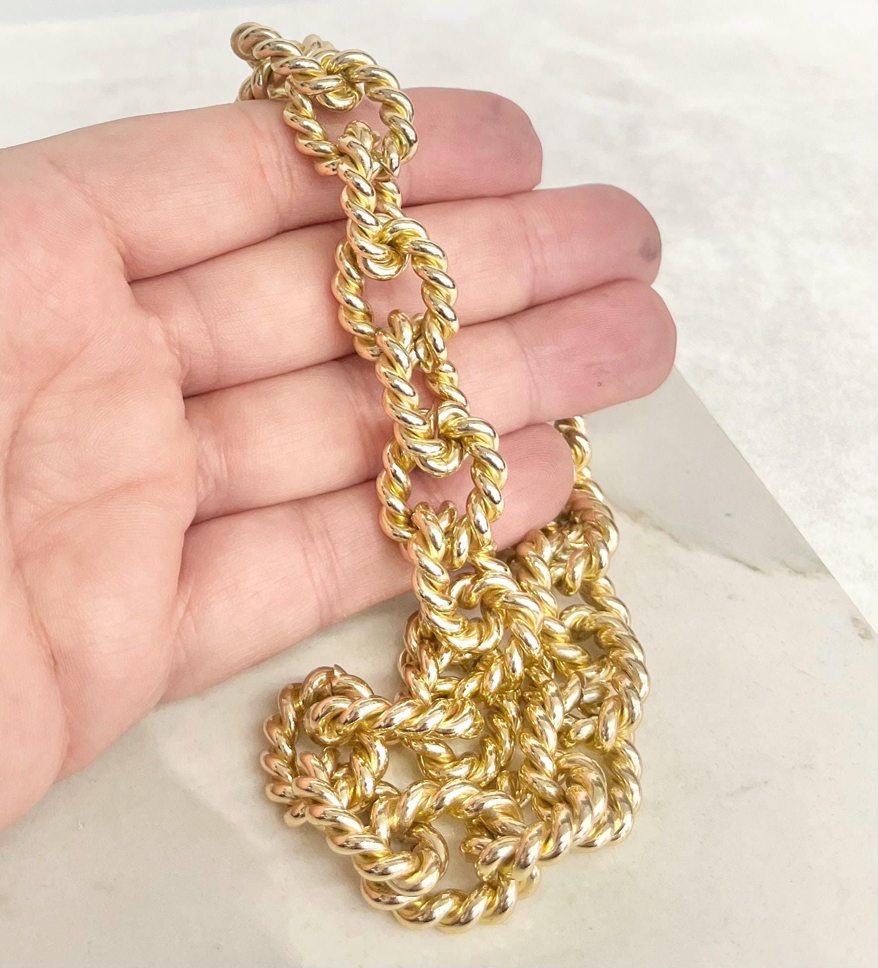 Vintage Gold Plated Chunky Twist RopeChain Necklace 1970’s - 1980’s Statement Power Chain 19” Long MillyOliverVintage