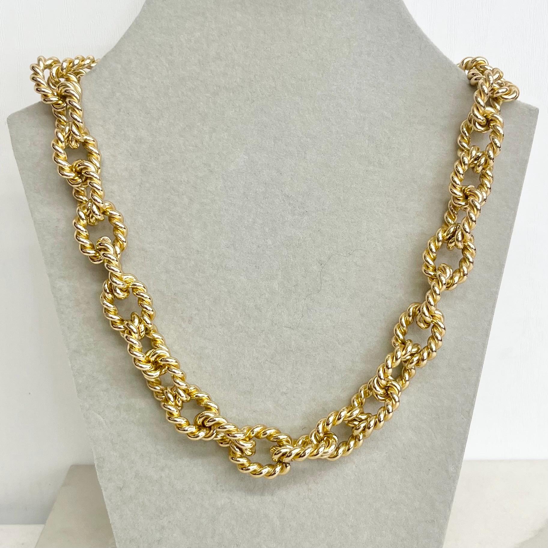 Vintage Gold Plated Chunky Twist RopeChain Necklace 1970’s - 1980’s Statement Power Chain 19” Long MillyOliverVintage