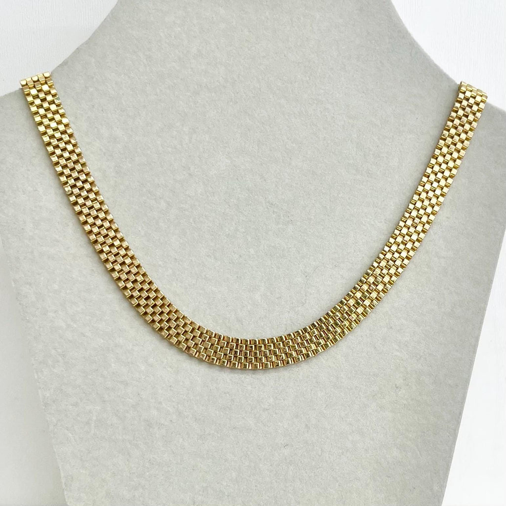 Vintage Gold Plate Flat Link Collar Necklace, 1980s Style, 18" Length MillyOliverVintage