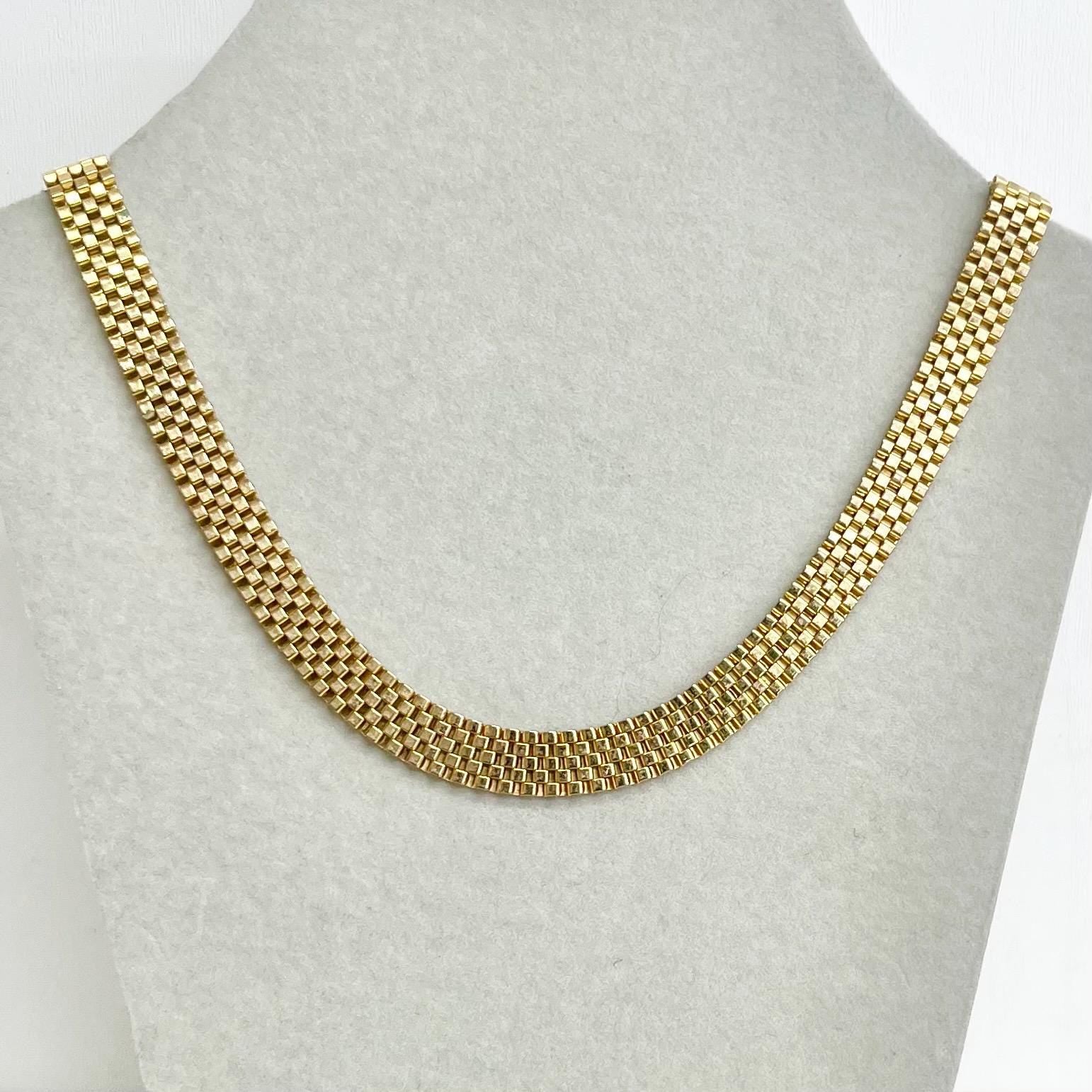 Vintage Gold Plate Flat Link Collar Necklace, 1980s Style, 18" Length MillyOliverVintage