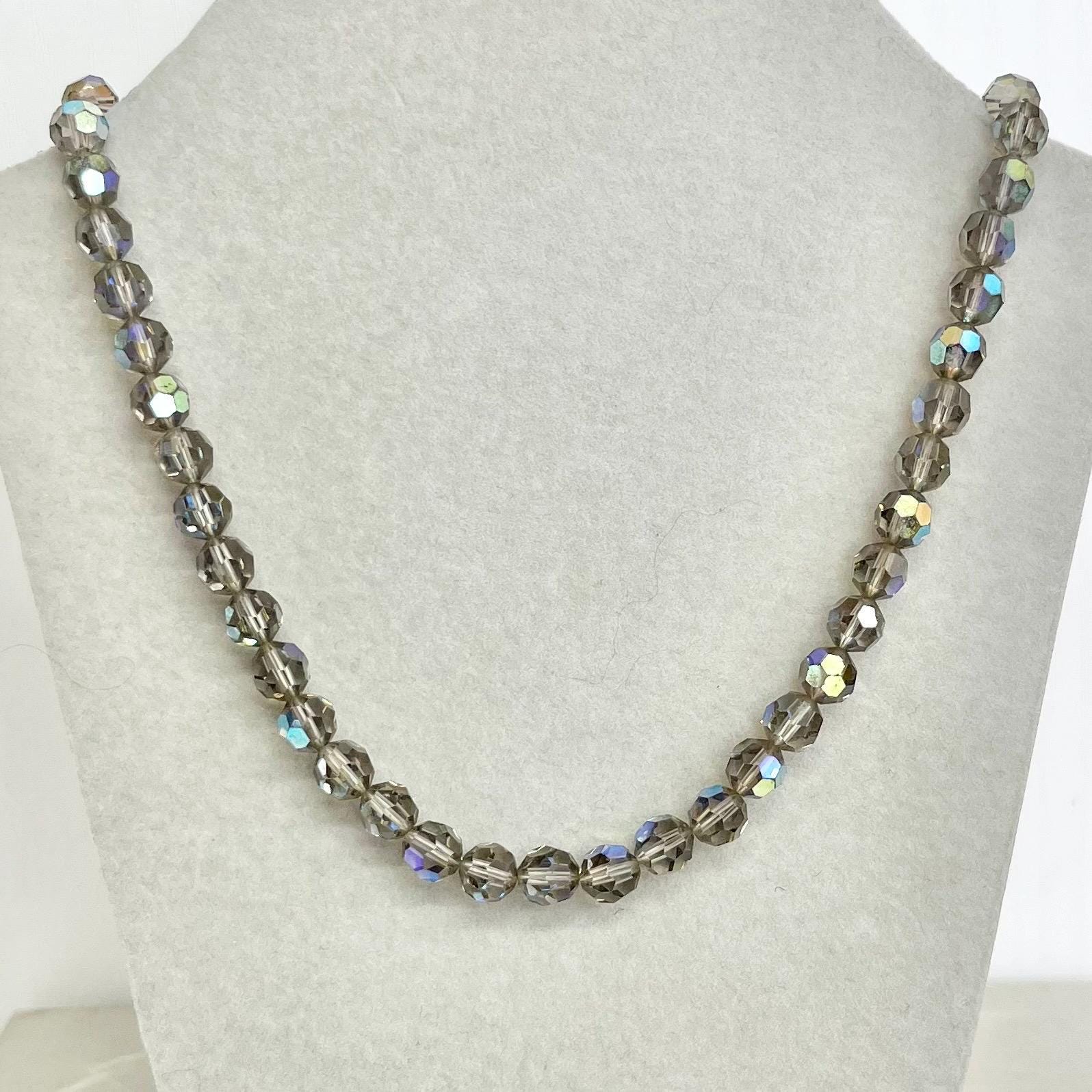 Austrian Crystal Bead Necklace: Vintage 1950s with a 835 Silver Marcasite Clasp MillyOliverVintage