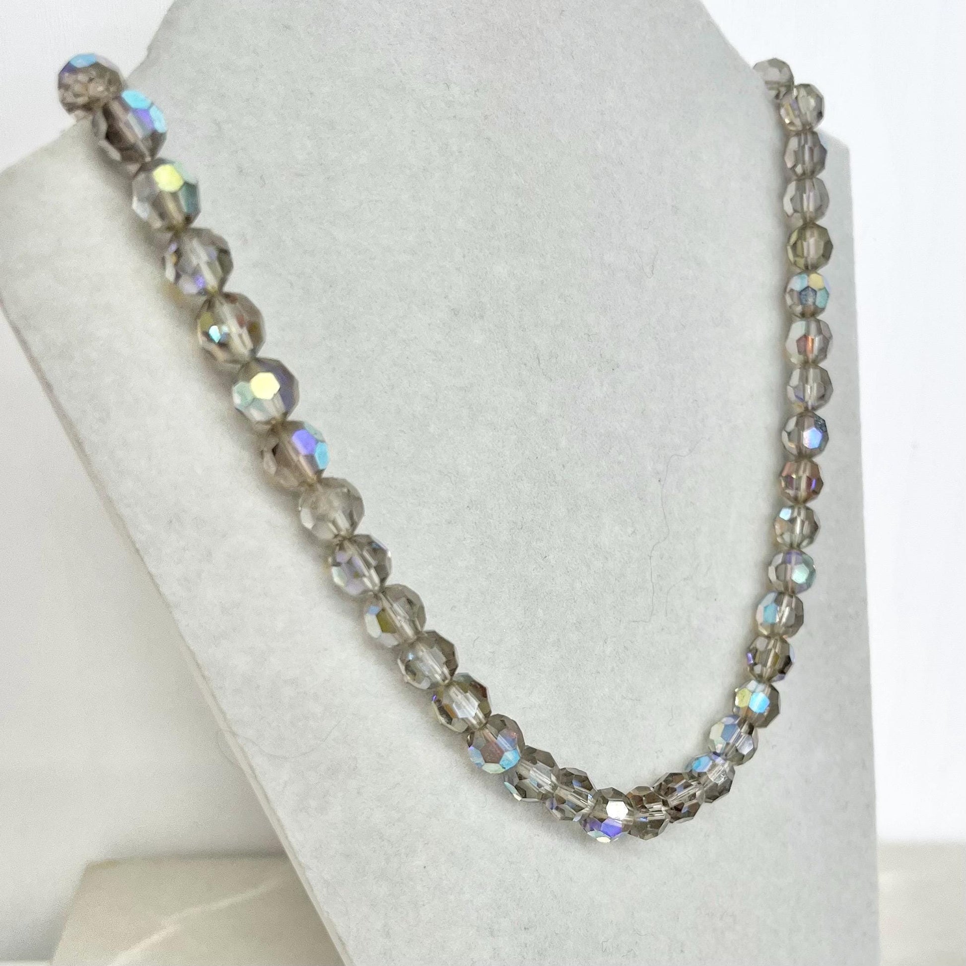 Austrian Crystal Bead Necklace: Vintage 1950s with a 835 Silver Marcasite Clasp MillyOliverVintage