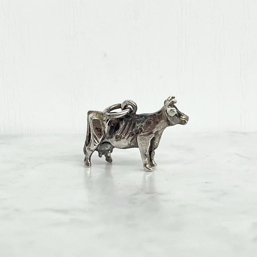 Vintage Sterling Silver Cow / Bull Bracelet Charm MillyOliverVintage
