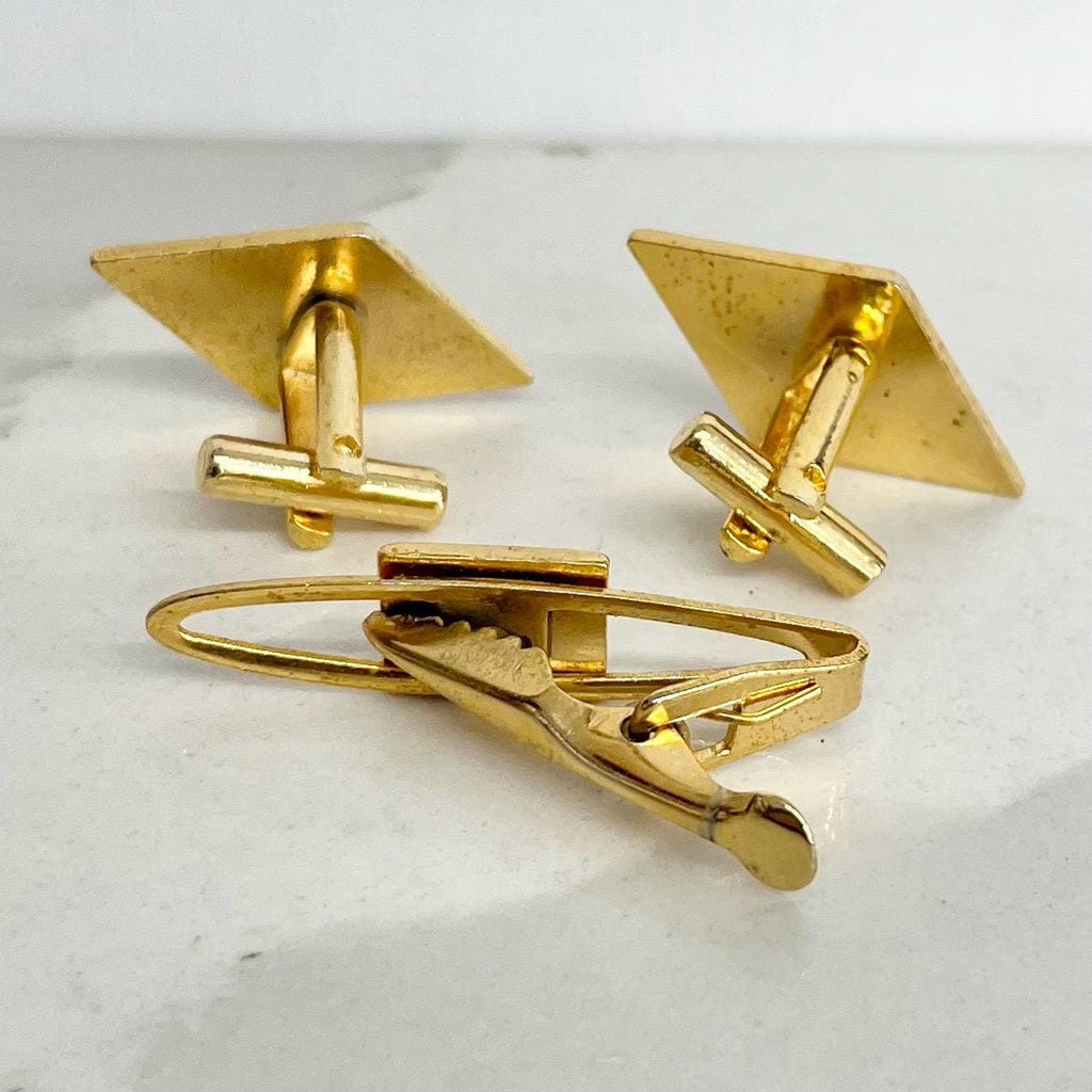 Vintage Gold Plated Anchor Cufflinks and Tie Pin : The Tailored Look for Men Sailor Themed MillyOliverVintage