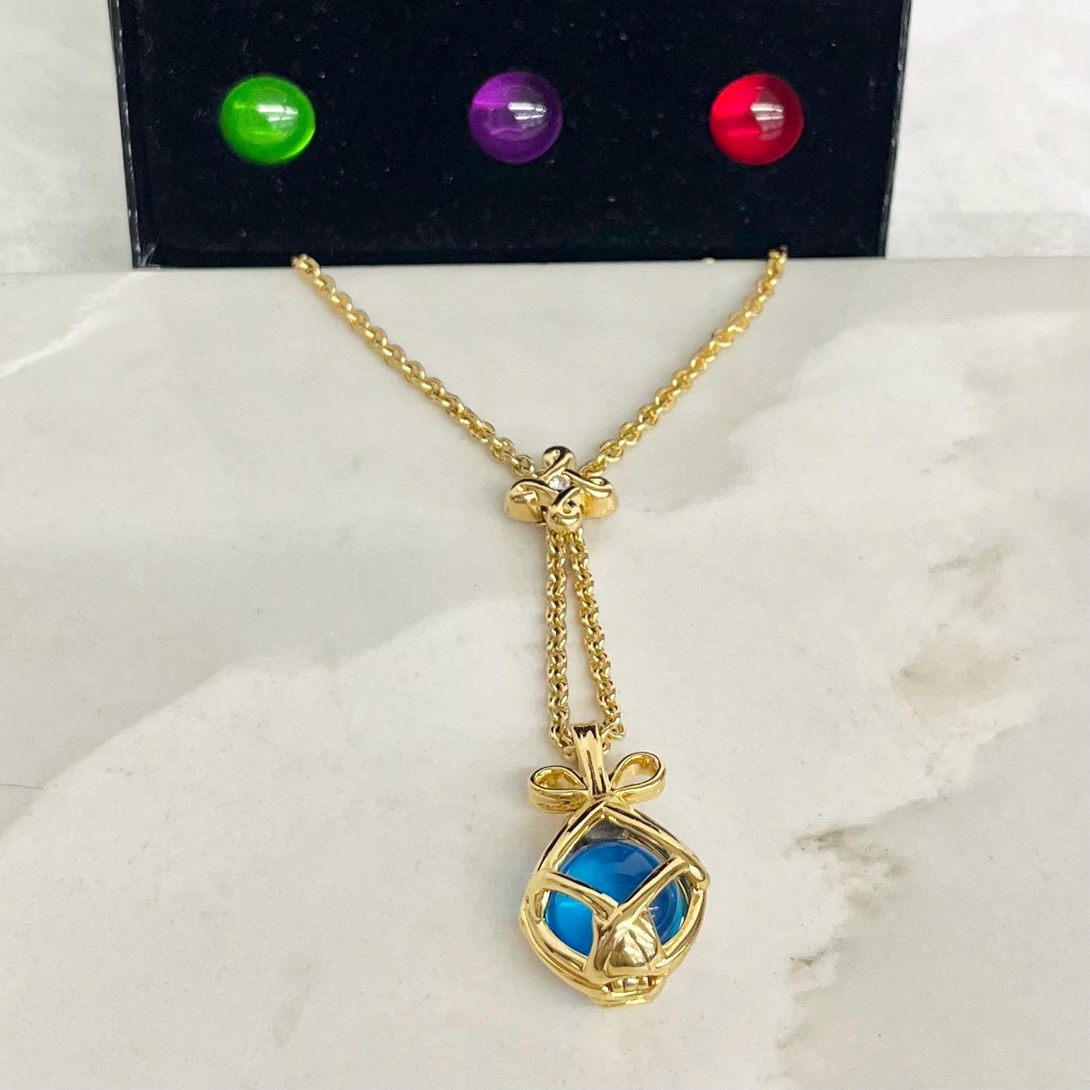 Vintage Joan Rivers Interchangeable Pendant Necklace Gold Plated with Ten Changeable Multi Coloured Ball Inserts MillyOliverVintage