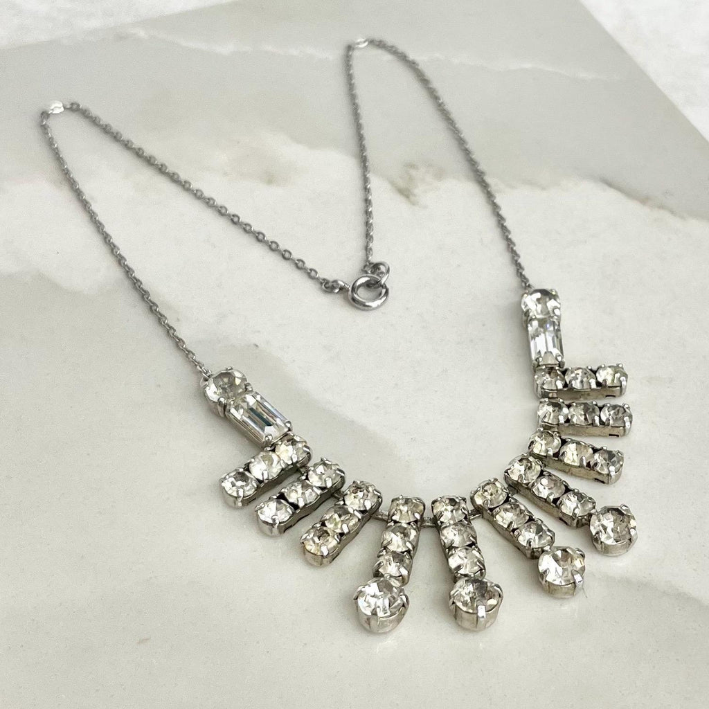 Vintage Clear Crystal Multi Drop Diamante Paste Necklace : Bridal Necklace or Prom MillyOliverVintage