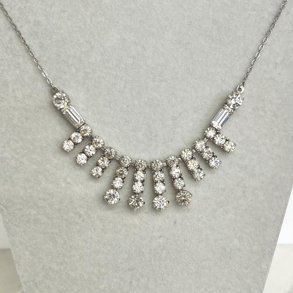 Vintage Clear Crystal Multi Drop Diamante Paste Necklace : Bridal Necklace or Prom MillyOliverVintage