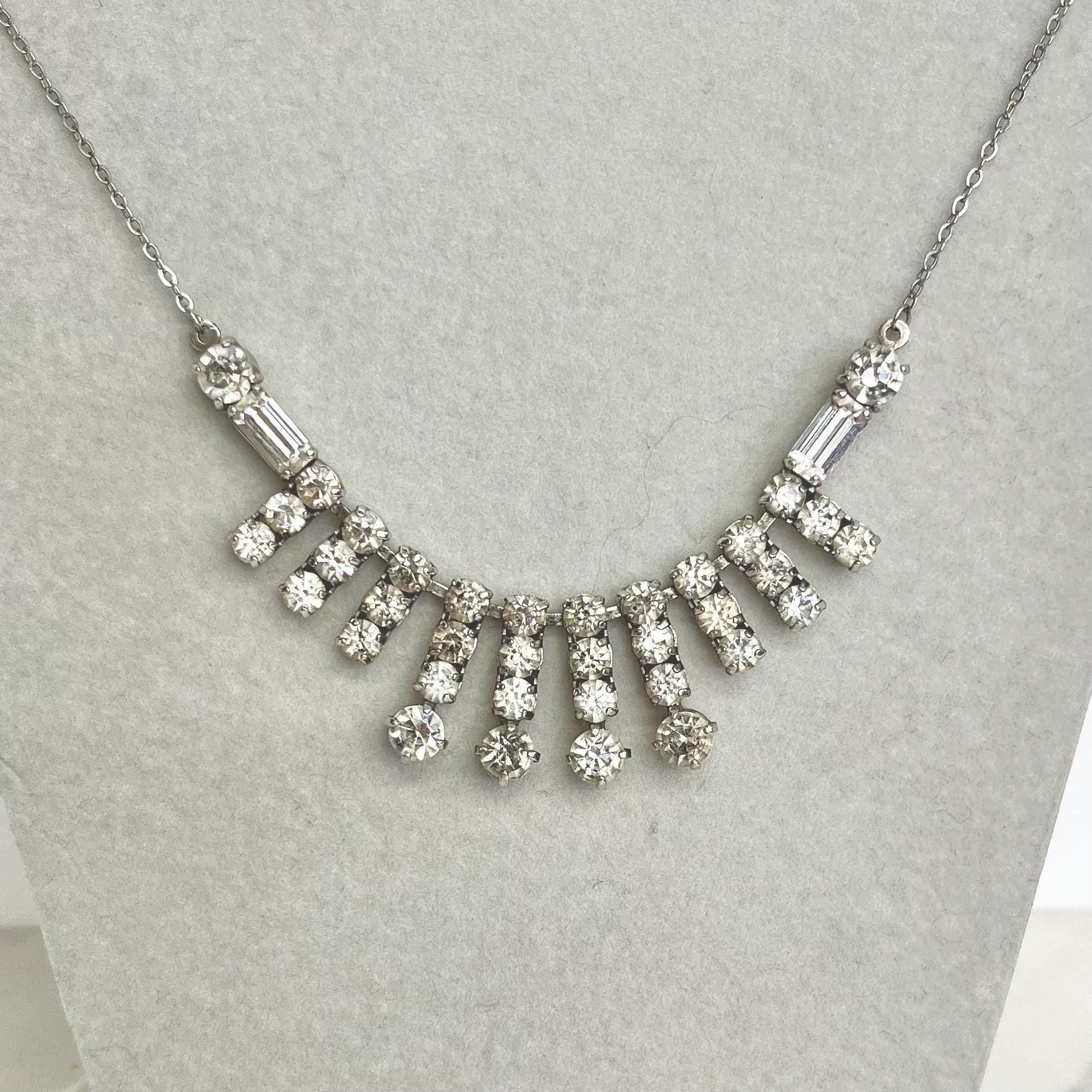 Vintage Clear Crystal Multi Drop Diamante Paste Necklace : Bridal Necklace or Prom MillyOliverVintage