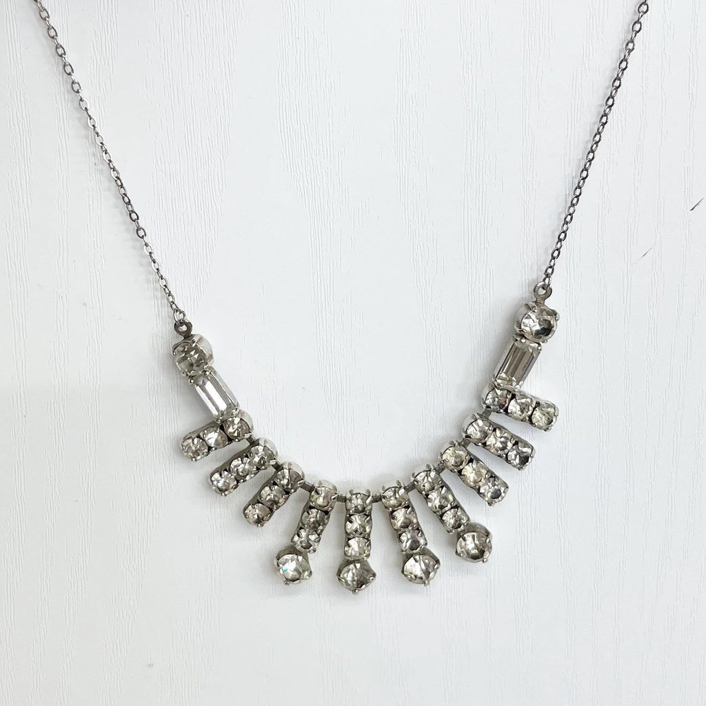 Vintage Clear Crystal Multi Drop Diamante Paste Necklace : Bridal Necklace or Prom MillyOliverVintage