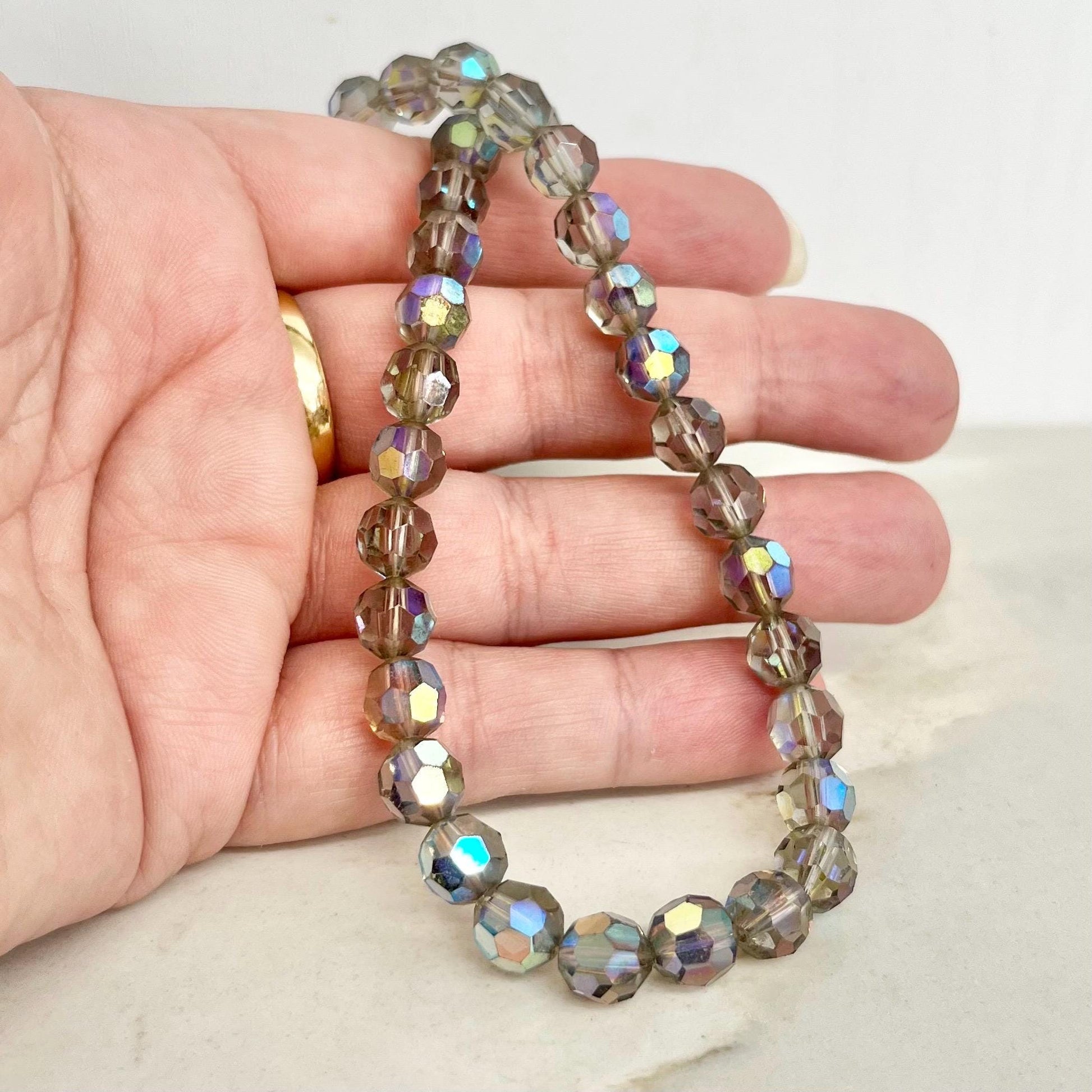 Austrian Crystal Bead Necklace: Vintage 1950s with a 835 Silver Marcasite Clasp MillyOliverVintage