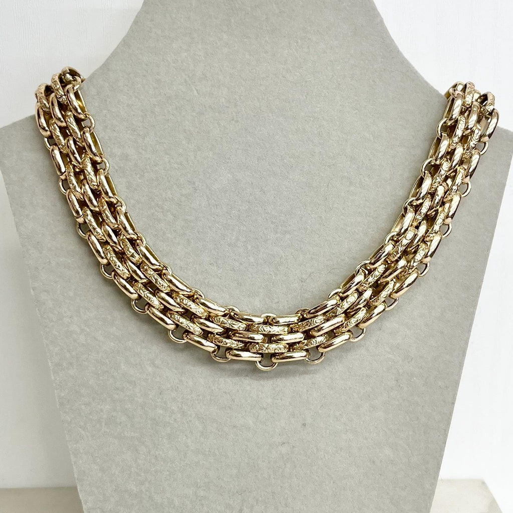 Vintage Chunky Wide Chain Collar Necklace Gold Plate 1970’s - 1980’s Statement Power Chain 16” MillyOliverVintage