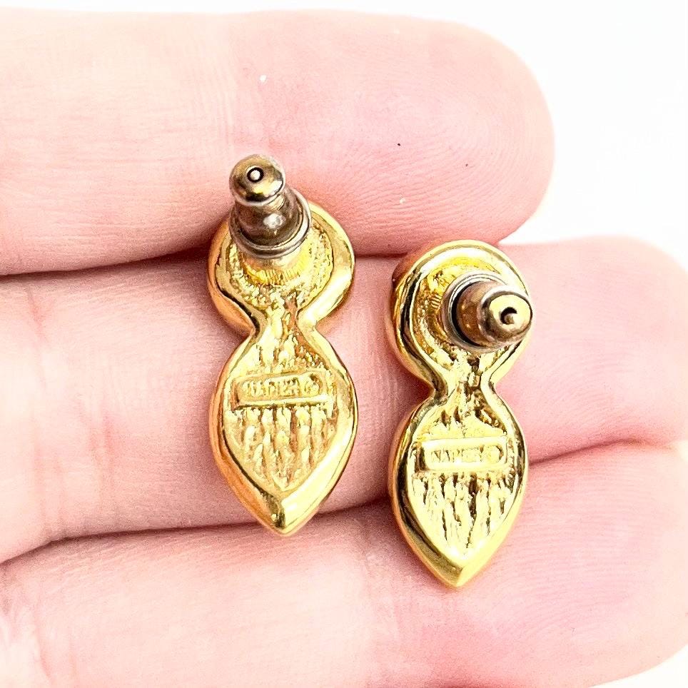 Napier Faux Pearl and Crystal Earrings for Pierced Ears : Vintage 1980’s - 1990’s Gold Plated MillyOliverVintage