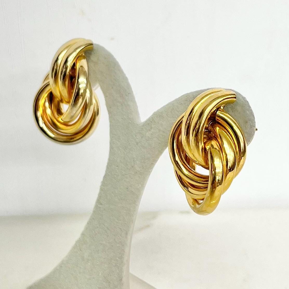 Vintage Gold Tone Knot Earrings for Pierced Ears 1980’s - 1990’s MillyOliverVintage
